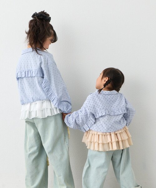 CIAOPANIC TYPY（チャオパニックティピー）の「【KIDS】【WEB限定】シアードットフリルマンパ《ジュニアさいずあり》（ブルゾン・キッズ・ホワイト/サックスブルー・150/130/110）」の13枚目の写真