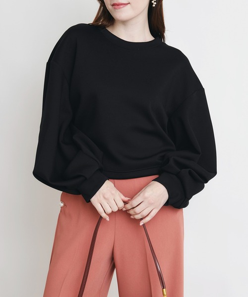 PICCIN PERLA(ピッチンペルラ)の「ボリュームスリーブプルオーバー(Tシャツ/カットソー・レディース・オフホワイト/ブラック・M)」の1枚目の写真