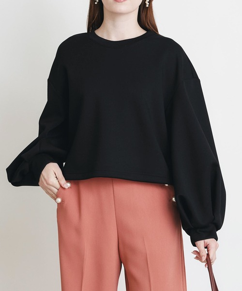 PICCIN PERLA(ピッチンペルラ)の「ボリュームスリーブプルオーバー(Tシャツ/カットソー・レディース・オフホワイト/ブラック・M)」の3枚目の写真
