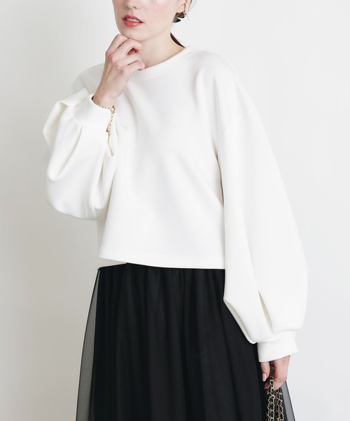 PICCIN PERLA(ピッチンペルラ)の「ボリュームスリーブプルオーバー(Tシャツ/カットソー・レディース・オフホワイト/ブラック・M)」の16枚目の写真