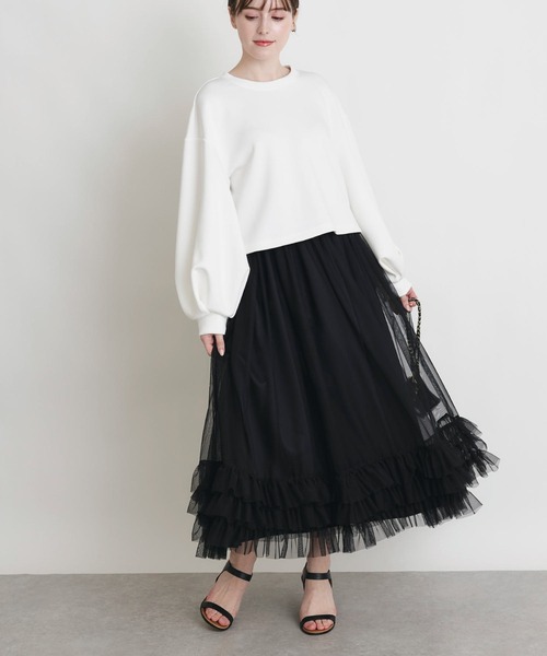 PICCIN PERLA(ピッチンペルラ)の「ボリュームスリーブプルオーバー(Tシャツ/カットソー・レディース・オフホワイト/ブラック・M)」の19枚目の写真