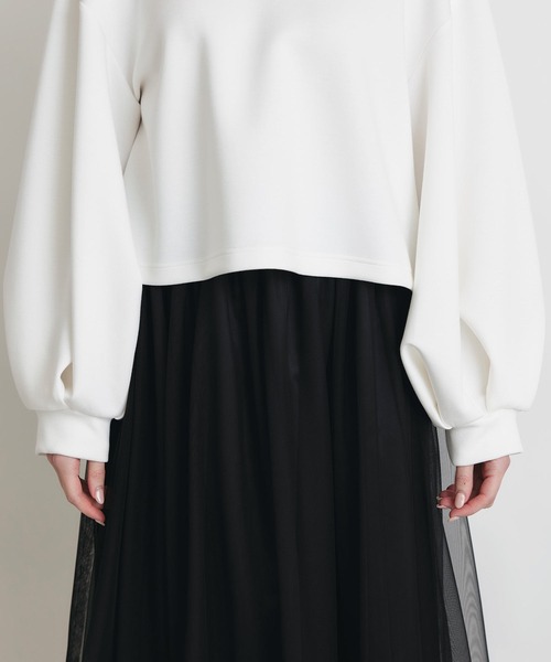 PICCIN PERLA(ピッチンペルラ)の「ボリュームスリーブプルオーバー(Tシャツ/カットソー・レディース・オフホワイト/ブラック・M)」の13枚目の写真