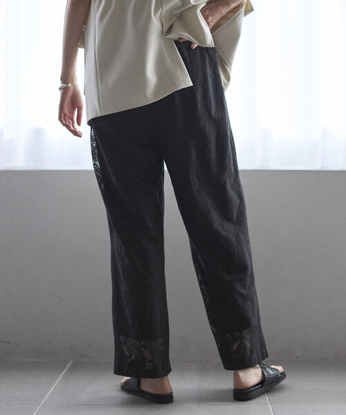 Firsthand（ファーストハンド）の「Firsthand/ファーストハンド パネル レース イージーパンツ / セットアップ対応（その他パンツ・レディース・ブラック/ホワイト・SMALL/MEDIUM）」の5枚目の写真