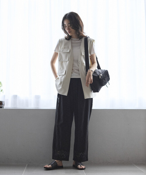 Firsthand（ファーストハンド）の「Firsthand/ファーストハンド パネル レース イージーパンツ / セットアップ対応（その他パンツ・レディース・ブラック/ホワイト・SMALL/MEDIUM）」の10枚目の写真