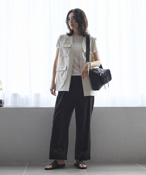 Firsthand（ファーストハンド）の「Firsthand/ファーストハンド パネル レース イージーパンツ / セットアップ対応（その他パンツ・レディース・ブラック/ホワイト・SMALL/MEDIUM）」の11枚目の写真