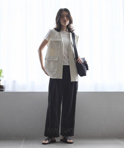 Firsthand（ファーストハンド）の「Firsthand/ファーストハンド パネル レース イージーパンツ / セットアップ対応（その他パンツ・レディース・ブラック/ホワイト・SMALL/MEDIUM）」の12枚目の写真