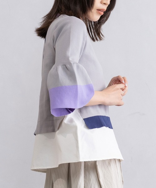MARECHAL TERRE(マルシャルテル)の「ベルスリーブドッキングニット(ニット/セーター・レディース・ライトグリーン/オフホワイト/グレー/ブラック・MEDIUM)」の14枚目の写真