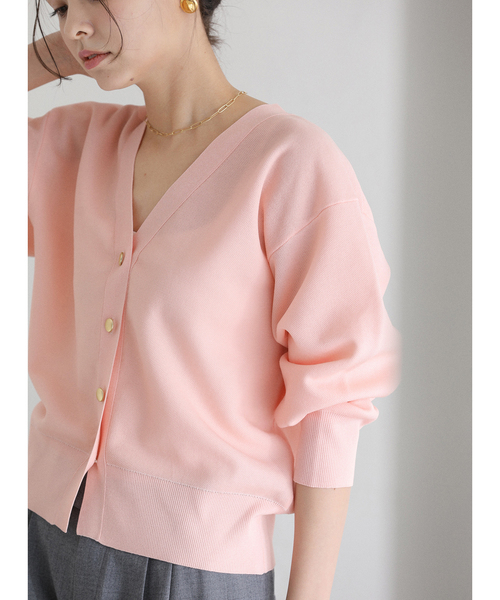 La TOTALITE（ラトータリテ）の「【洗える】接結シアーVカーディガン（カーディガン/ボレロ・レディース・ピンク系その他/イエロー/ホワイト・FREE）」の3枚目の写真