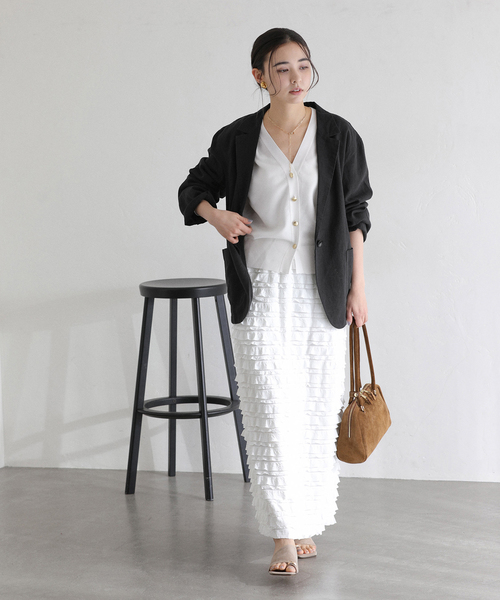 La TOTALITE（ラトータリテ）の「【洗える】接結シアーVカーディガン（カーディガン/ボレロ・レディース・ピンク系その他/イエロー/ホワイト・FREE）」の5枚目の写真