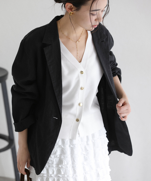 La TOTALITE（ラトータリテ）の「【洗える】接結シアーVカーディガン（カーディガン/ボレロ・レディース・ピンク系その他/イエロー/ホワイト・FREE）」の9枚目の写真