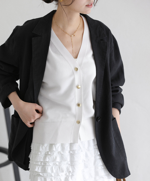 La TOTALITE（ラトータリテ）の「【洗える】接結シアーVカーディガン（カーディガン/ボレロ・レディース・ピンク系その他/イエロー/ホワイト・FREE）」の10枚目の写真