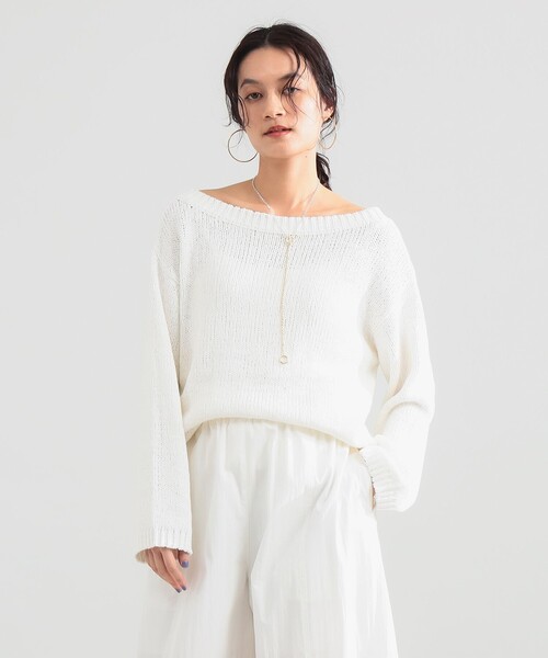 Demi-Luxe BEAMS（デミルクス ビームス）の「【5/14値下げ】コットン ローゲージ ロングスリーブ プルオーバー（ニット/セーター・レディース・イエロー系その他2/ホワイト・ONE SIZE）」の3枚目の写真