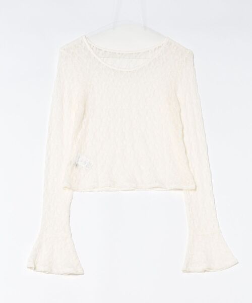 flower(フラワー)の「シアーフラワートップ(Tシャツ/カットソー・レディース・アイボリー/ブラック/ミント・FREE)」の4枚目の写真