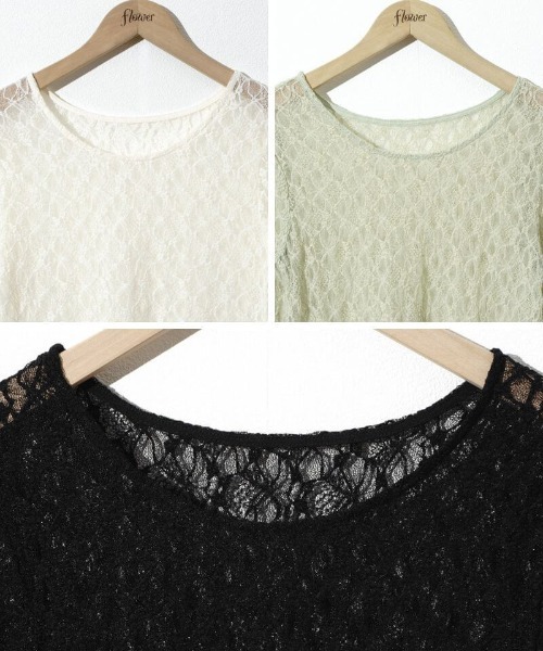 flower(フラワー)の「シアーフラワートップ(Tシャツ/カットソー・レディース・アイボリー/ブラック/ミント・FREE)」の7枚目の写真