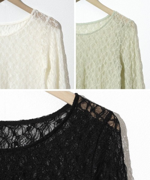 flower(フラワー)の「シアーフラワートップ(Tシャツ/カットソー・レディース・アイボリー/ブラック/ミント・FREE)」の8枚目の写真