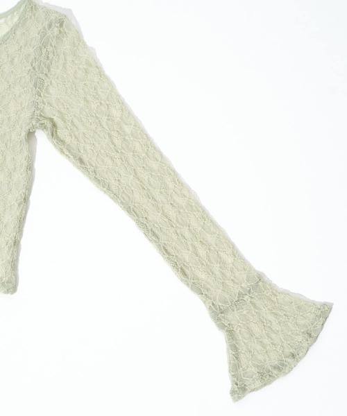 flower(フラワー)の「シアーフラワートップ(Tシャツ/カットソー・レディース・アイボリー/ブラック/ミント・FREE)」の9枚目の写真