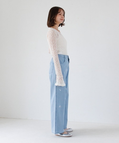 flower（フラワー）の「シアーフラワートップ（Tシャツ/カットソー・レディース・アイボリー/ブラック/ミント・FREE）」の20枚目の写真