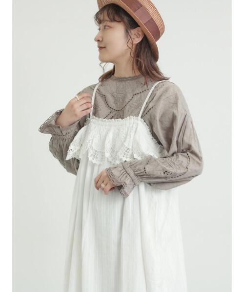 TSUHARU by Samansa Mos2（ツハルバイサマンサモスモス）の「ドビーカットワーク刺繍ブラウス（シャツ/ブラウス・レディース・オフホワイト/イエロー/グレー・F）」の9枚目の写真