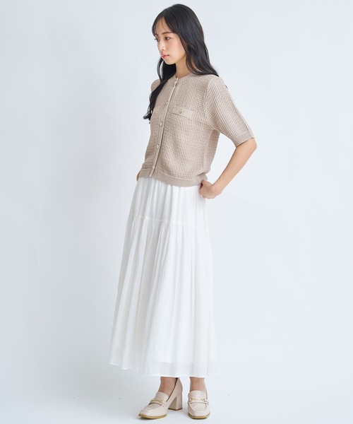 NOELA（ノエラ）の「ボリュームシアーフレアスカート（スカート・レディース・ブラック/オフホワイト/ブルー・S/M）」の12枚目の写真