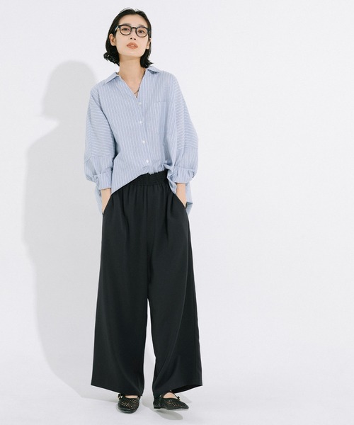 coca(coca)(コカ)の「ハイウエストストレッチイージーワイドパンツ(スラックス・レディース・チャコール/ブラック・S/M/L)」の3枚目の写真