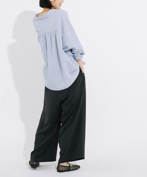 coca(coca)(コカ)の「ハイウエストストレッチイージーワイドパンツ(スラックス・レディース・チャコール/ブラック・S/M/L)」の5枚目の写真