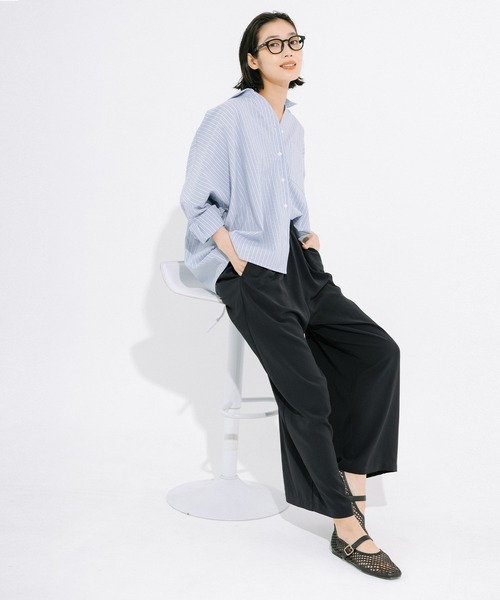 coca(coca)(コカ)の「ハイウエストストレッチイージーワイドパンツ(スラックス・レディース・チャコール/ブラック・S/M/L)」の6枚目の写真