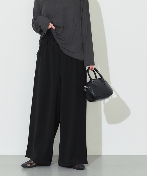 coca(coca)(コカ)の「ハイウエストストレッチイージーワイドパンツ(スラックス・レディース・チャコール/ブラック・S/M/L)」の11枚目の写真