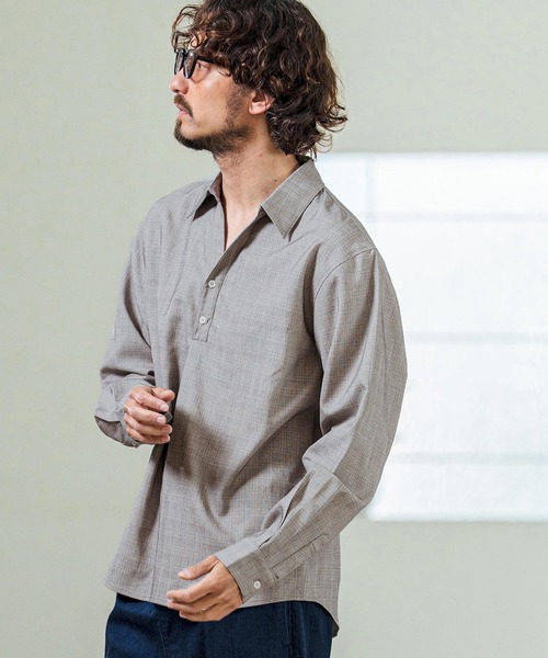 Magine(マージン)の「ms6420- Grid Pattern Relax Fit Skipper Polo ポロシャツ(MGN-261-029)(ポロシャツ・メンズ・ブラウン/ライトグレー/チャコール・48/46/44)」の5枚目の写真