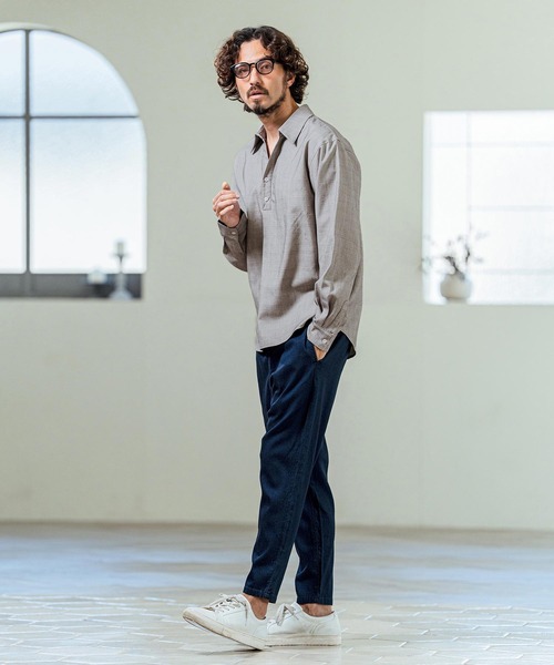 Magine(マージン)の「ms6420- Grid Pattern Relax Fit Skipper Polo ポロシャツ(MGN-261-029)(ポロシャツ・メンズ・ブラウン/ライトグレー/チャコール・48/46/44)」の6枚目の写真