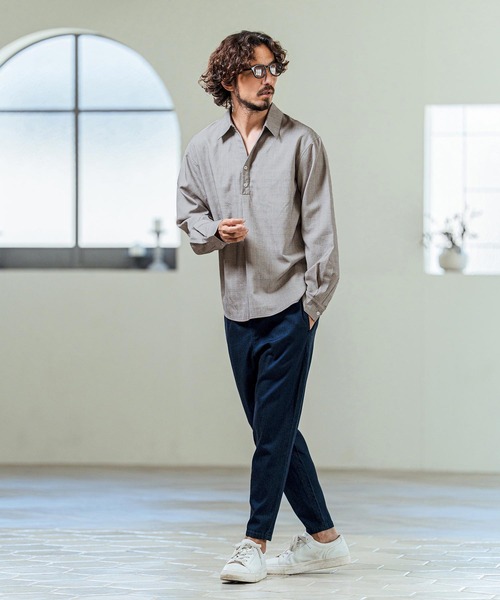 Magine(マージン)の「ms6420- Grid Pattern Relax Fit Skipper Polo ポロシャツ(MGN-261-029)(ポロシャツ・メンズ・ブラウン/ライトグレー/チャコール・48/46/44)」の8枚目の写真