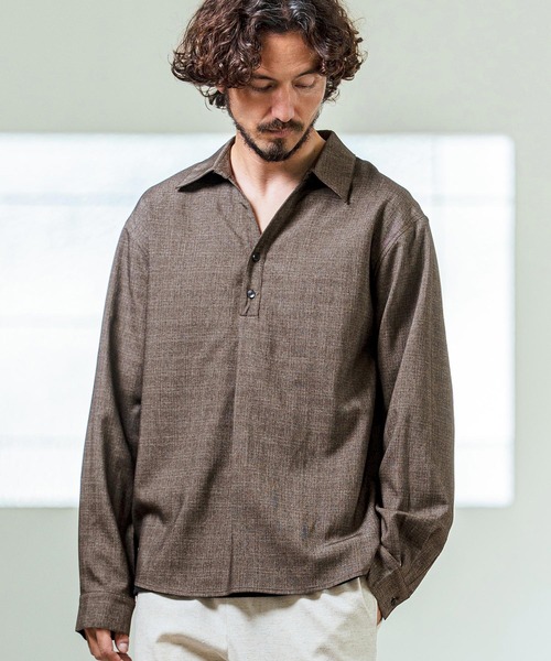 Magine(マージン)の「ms6420- Grid Pattern Relax Fit Skipper Polo ポロシャツ(MGN-261-029)(ポロシャツ・メンズ・ブラウン/ライトグレー/チャコール・48/46/44)」の9枚目の写真