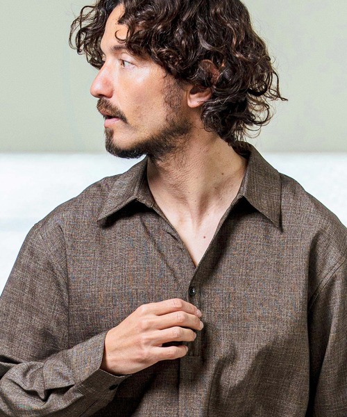 Magine(マージン)の「ms6420- Grid Pattern Relax Fit Skipper Polo ポロシャツ(MGN-261-029)(ポロシャツ・メンズ・ブラウン/ライトグレー/チャコール・48/46/44)」の10枚目の写真