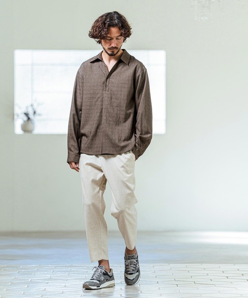 Magine(マージン)の「ms6420- Grid Pattern Relax Fit Skipper Polo ポロシャツ(MGN-261-029)(ポロシャツ・メンズ・ブラウン/ライトグレー/チャコール・48/46/44)」の13枚目の写真