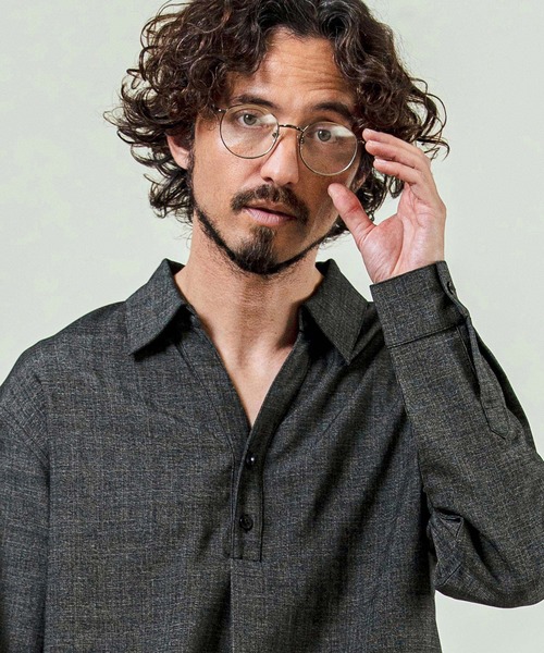 Magine(マージン)の「ms6420- Grid Pattern Relax Fit Skipper Polo ポロシャツ(MGN-261-029)(ポロシャツ・メンズ・ブラウン/ライトグレー/チャコール・48/46/44)」の15枚目の写真