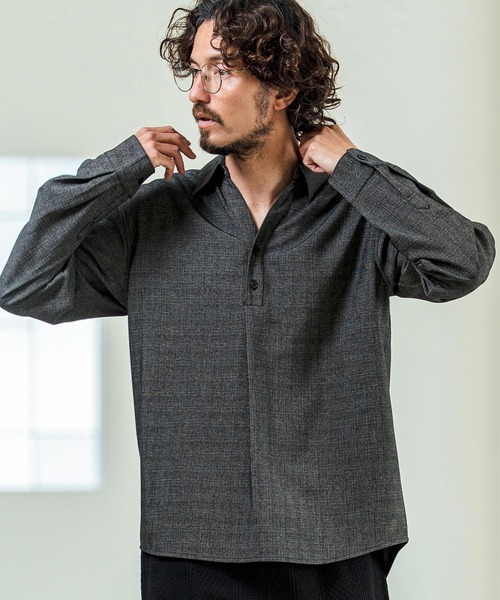Magine(マージン)の「ms6420- Grid Pattern Relax Fit Skipper Polo ポロシャツ(MGN-261-029)(ポロシャツ・メンズ・ブラウン/ライトグレー/チャコール・48/46/44)」の16枚目の写真