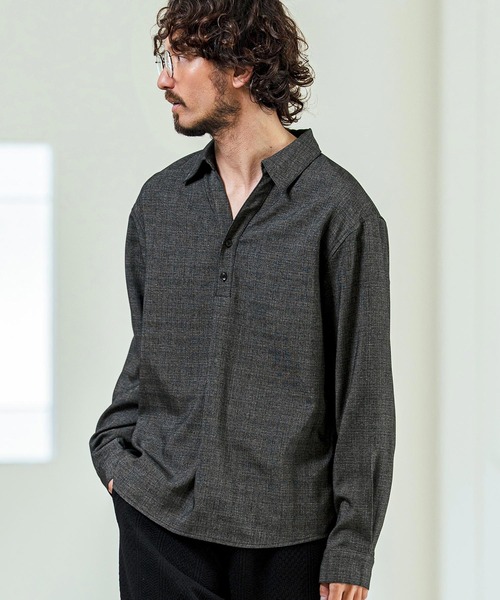 Magine(マージン)の「ms6420- Grid Pattern Relax Fit Skipper Polo ポロシャツ(MGN-261-029)(ポロシャツ・メンズ・ブラウン/ライトグレー/チャコール・48/46/44)」の17枚目の写真