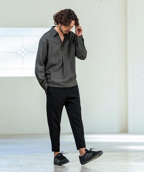 Magine(マージン)の「ms6420- Grid Pattern Relax Fit Skipper Polo ポロシャツ(MGN-261-029)(ポロシャツ・メンズ・ブラウン/ライトグレー/チャコール・48/46/44)」の18枚目の写真