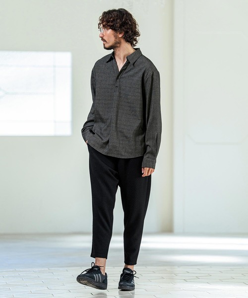 Magine(マージン)の「ms6420- Grid Pattern Relax Fit Skipper Polo ポロシャツ(MGN-261-029)(ポロシャツ・メンズ・ブラウン/ライトグレー/チャコール・48/46/44)」の19枚目の写真