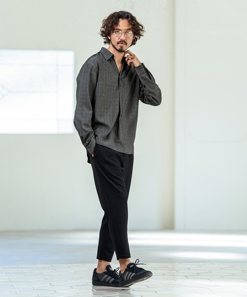 Magine(マージン)の「ms6420- Grid Pattern Relax Fit Skipper Polo ポロシャツ(MGN-261-029)(ポロシャツ・メンズ・ブラウン/ライトグレー/チャコール・48/46/44)」の20枚目の写真