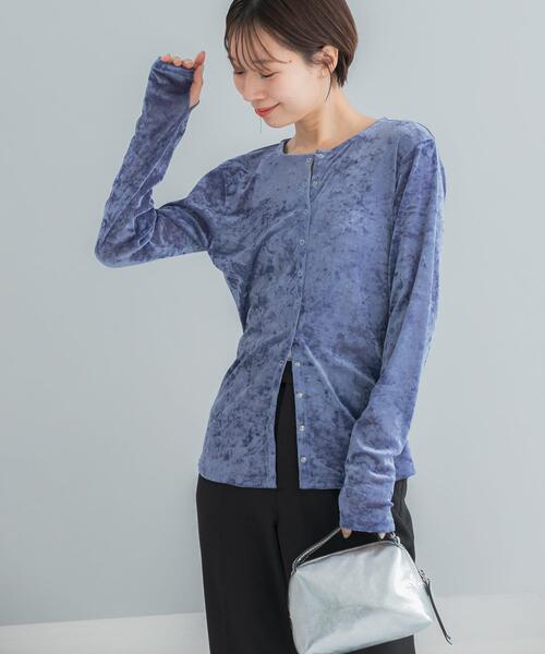 URBAN RESEARCH ROSSO WOMEN(アーバンリサーチ ロッソ)の「シアーベロアデザインプルオーバー(その他トップス・レディース・ブルー/オフホワイト・FREE)」の2枚目の写真