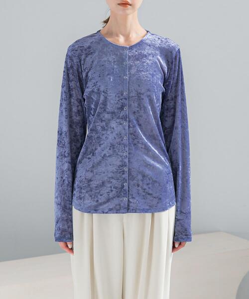 URBAN RESEARCH ROSSO WOMEN(アーバンリサーチ ロッソ)の「シアーベロアデザインプルオーバー(その他トップス・レディース・ブルー/オフホワイト・FREE)」の14枚目の写真