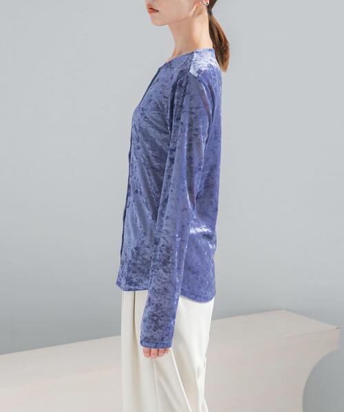 URBAN RESEARCH ROSSO WOMEN(アーバンリサーチ ロッソ)の「シアーベロアデザインプルオーバー(その他トップス・レディース・ブルー/オフホワイト・FREE)」の3枚目の写真