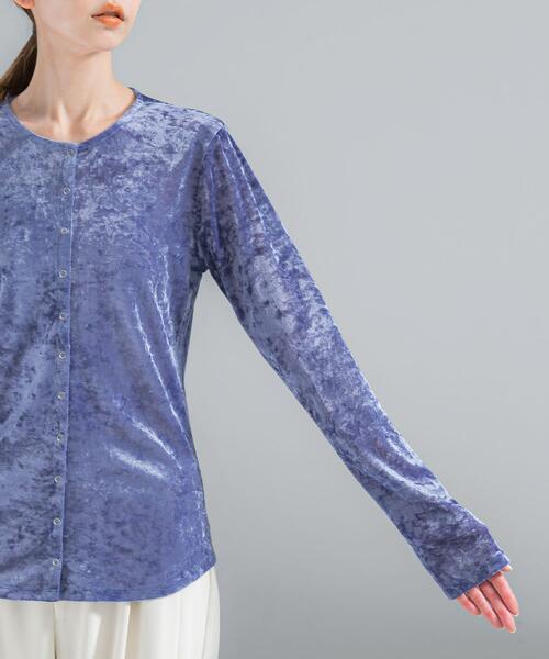 URBAN RESEARCH ROSSO WOMEN(アーバンリサーチ ロッソ)の「シアーベロアデザインプルオーバー(その他トップス・レディース・ブルー/オフホワイト・FREE)」の5枚目の写真