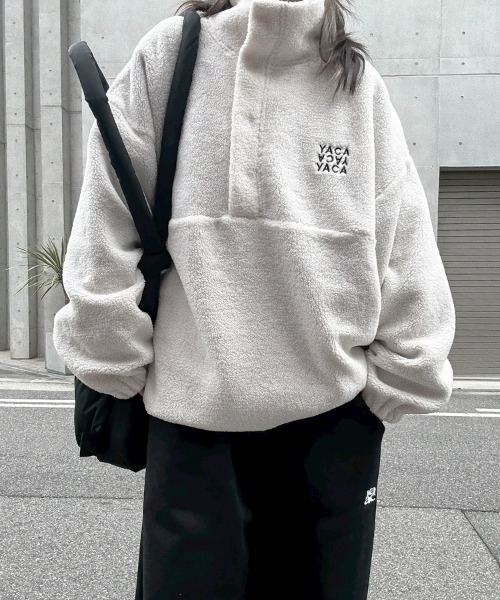 YACA(ヤーカ)の「Half Button Boa Tops/ハーフボタンボアトップス【unisex item】(その他アウター・レディース・ブラック/アイボリー・FREE)」の18枚目の写真