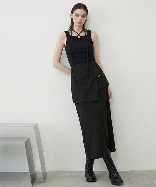 MONOe（モノエ）の「【抜け感を演出】チョーカーネックカップ付きタンク（タンクトップ・レディース・ブラック/ベージュ・FREE）」の10枚目の写真