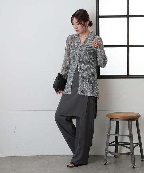 COLONY 2139（コロニートゥーワンスリーナイン）の「ネップ透かし編みカーディガン（カーディガン/ボレロ・レディース・グレー/アイボリー・FREE）」の17枚目の写真