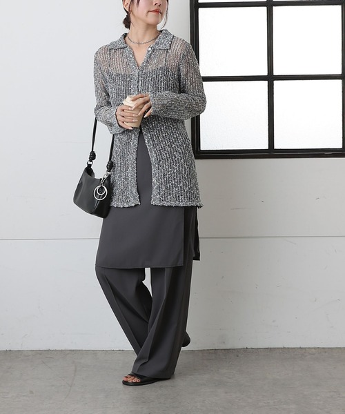 COLONY 2139（コロニートゥーワンスリーナイン）の「ネップ透かし編みカーディガン（カーディガン/ボレロ・レディース・グレー/アイボリー・FREE）」の18枚目の写真