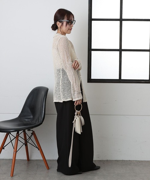 COLONY 2139（コロニートゥーワンスリーナイン）の「ネップ透かし編みカーディガン（カーディガン/ボレロ・レディース・グレー/アイボリー・FREE）」の8枚目の写真