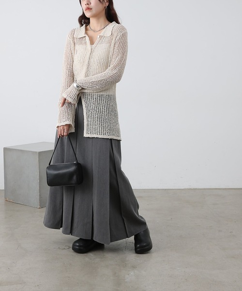 COLONY 2139（コロニートゥーワンスリーナイン）の「ネップ透かし編みカーディガン（カーディガン/ボレロ・レディース・グレー/アイボリー・FREE）」の11枚目の写真