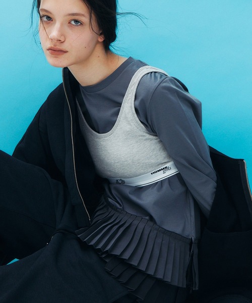 LE CIEL BLEU(ルシェルブルー)の「ロングスリーブジャージートップw/フリルヘム / Long Sleeve Jersey Top w/Frilled Hem(Tシャツ/カットソー・レディース・ホワイト/チャコールグレー/ブラック・36)」の3枚目の写真